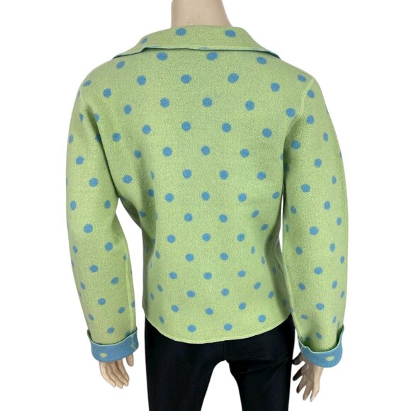 Catherine Stewart 100% Wool Polka Dot Cardigan Jacket M - Picture 3 of 12